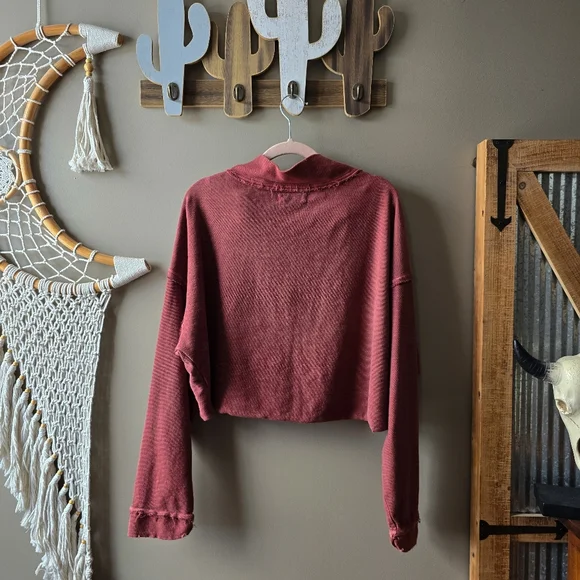 Free People Kitty Boxy Pullover Faded Rust - Picture 7 of 9